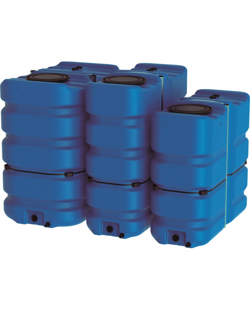DEPÓSITO rectangular Azul de polietileno para Agua potable. Capacidad 1000  litros. Largo 135 cm, Ancho 62 cm, Alto 171 cm
